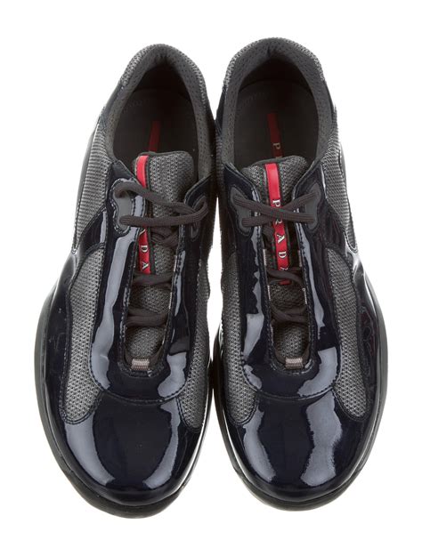 blue patent leather prada shoes|Prada patent leather sneakers.